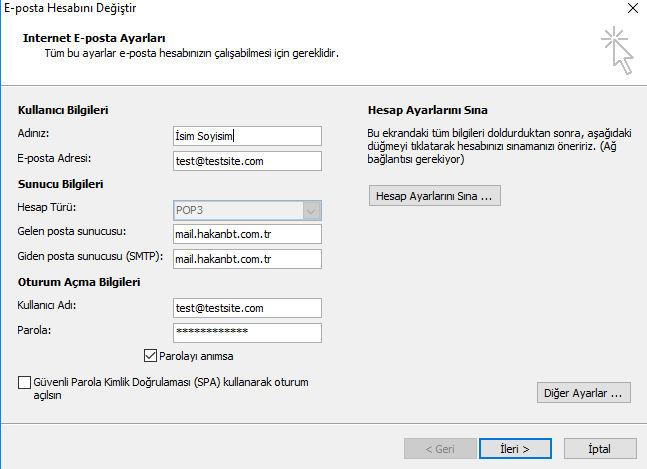 Outlook Ayarları