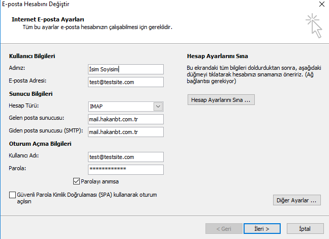 Outlook Ayarları